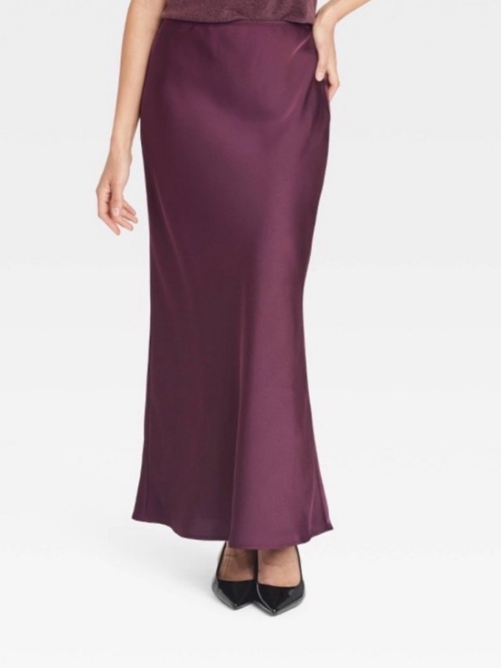 A New Day | Women’s Satin Maxi Skirt in Burgundy